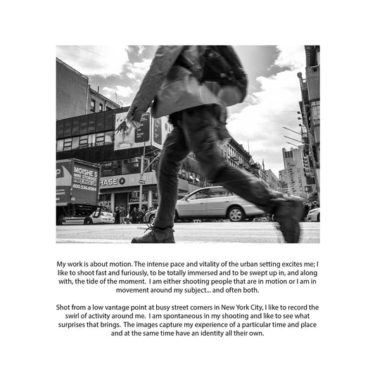 Book of black & White photographs of people walking in New York City with low perspective