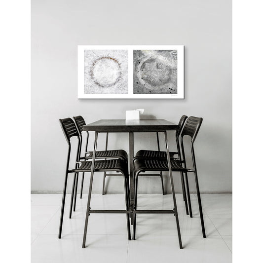 Diptych photograph of found objects round in shape with celestial look