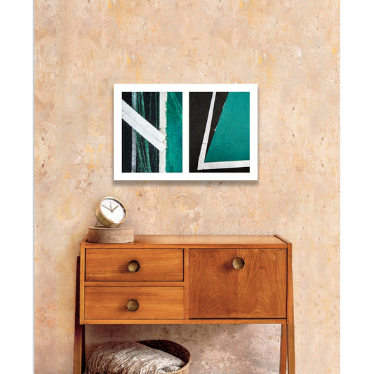 Abstract photograph diptych of green and white angles