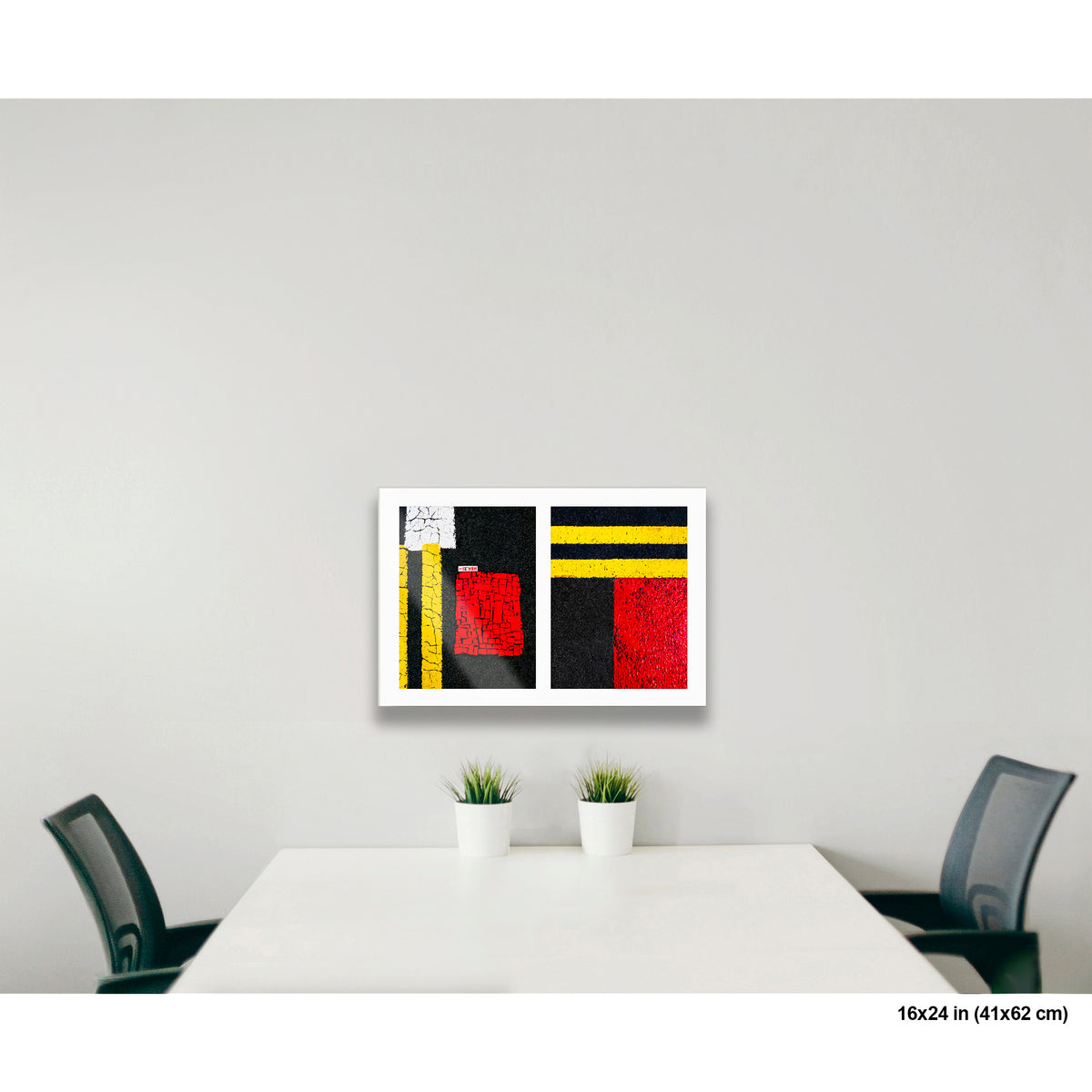 Street Lines #05: Red Squares and Yellow Lines