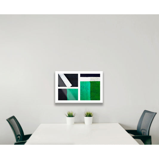 Abstract photograph diptych in green and white