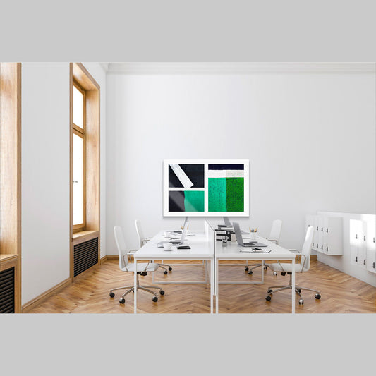 Street Lines #09: Green Squares, White Lines