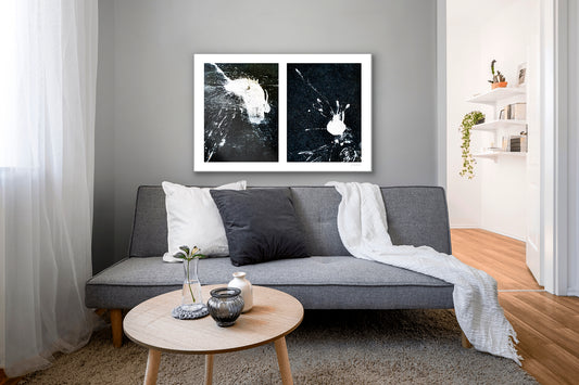 Abstraction of spills found on the ground (black and white)