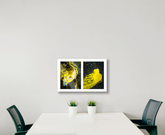 Abstraction of spills found on the ground (yellow in color)