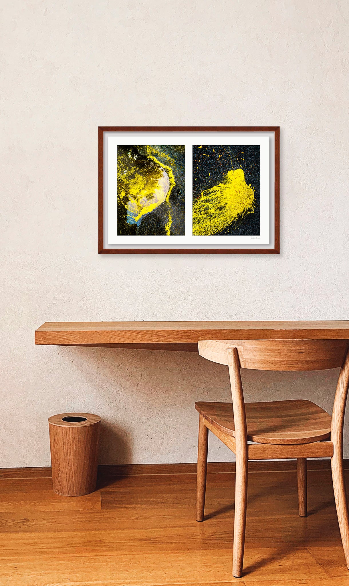 Abstraction of spills found on the ground (yellow in color)
