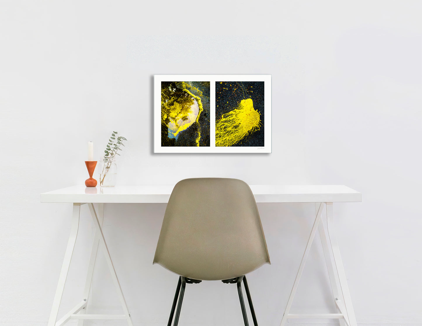 Abstraction of spills found on the ground (yellow in color)