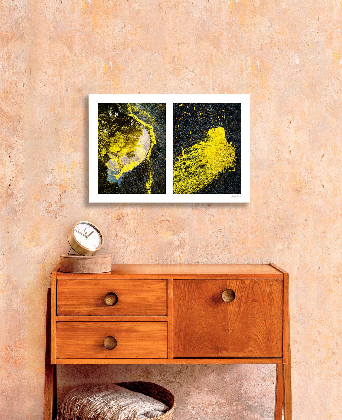 Abstraction of spills found on the ground (yellow in color)