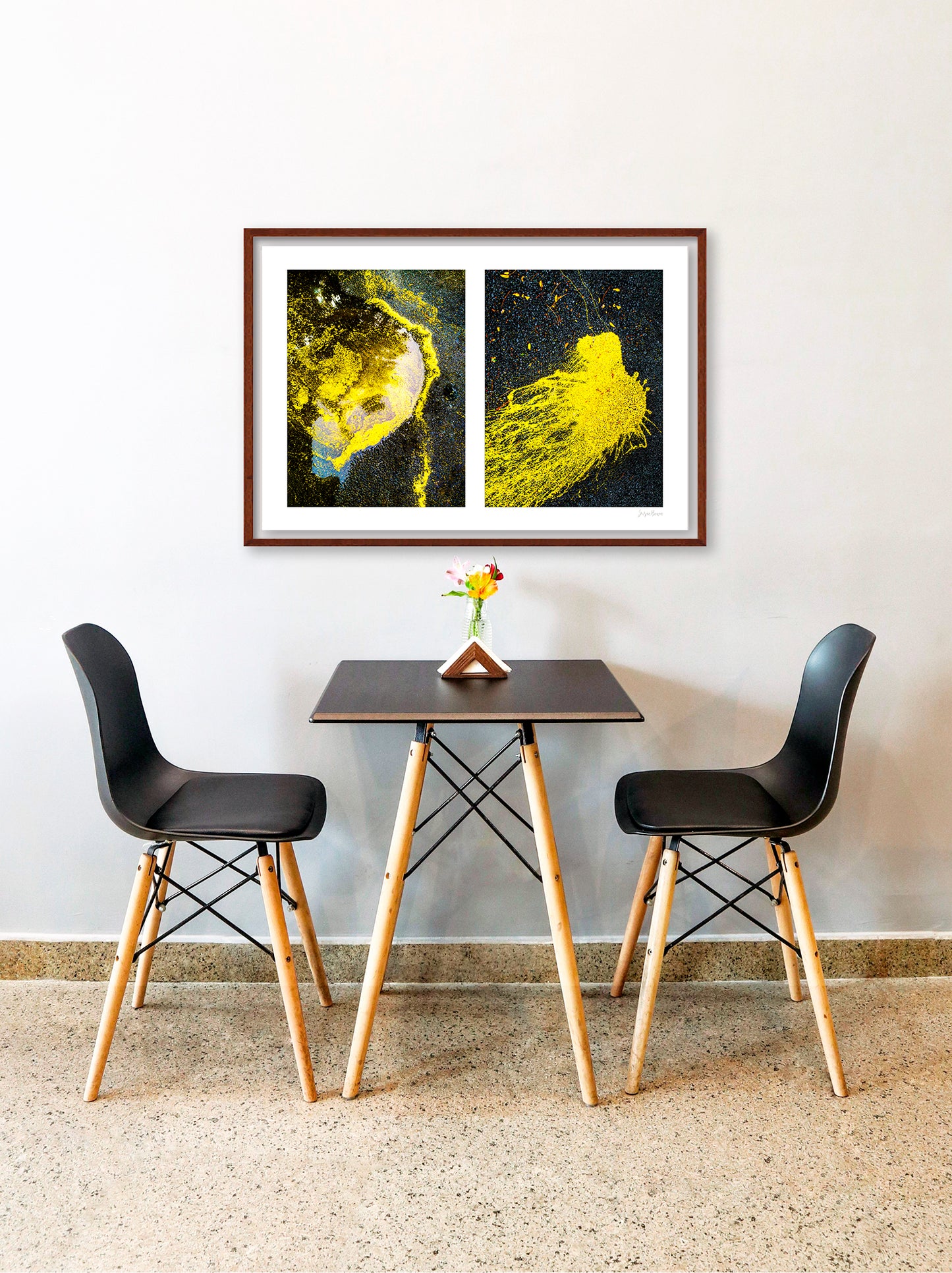 Abstraction of spills found on the ground (yellow in color)