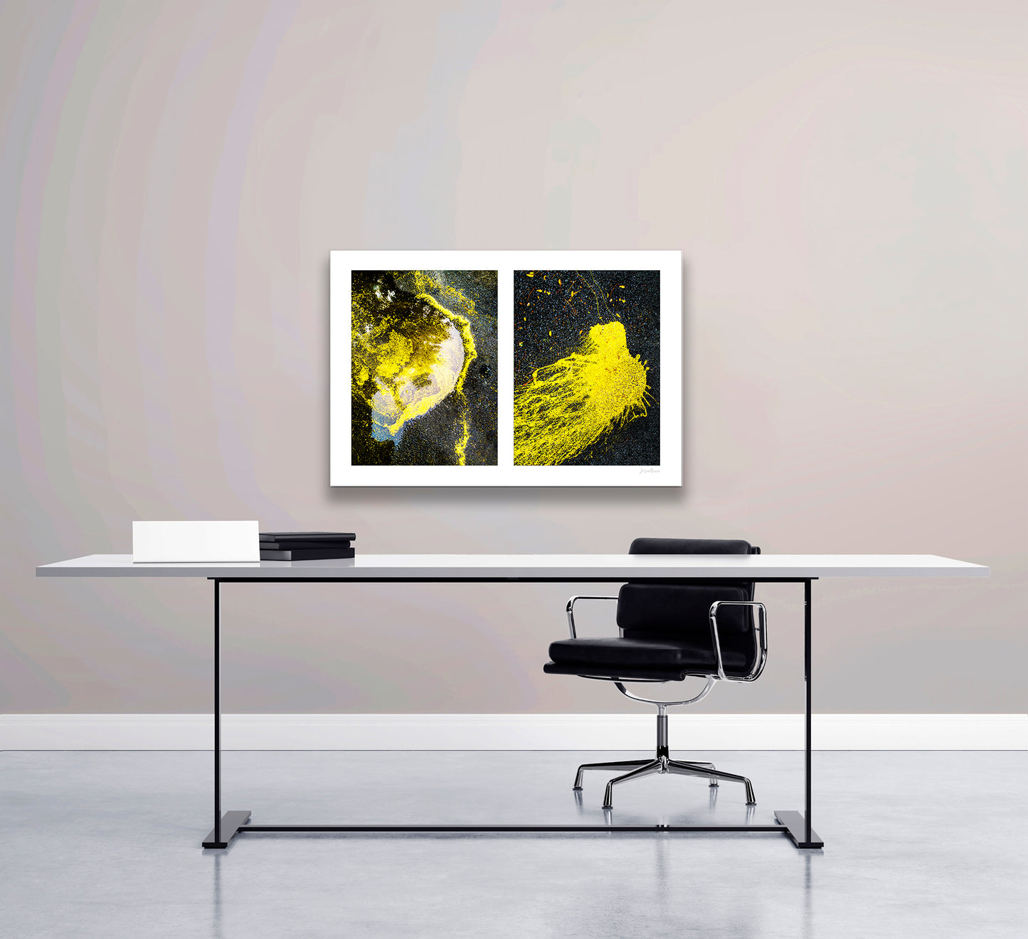 Abstraction of spills found on the ground (yellow in color)