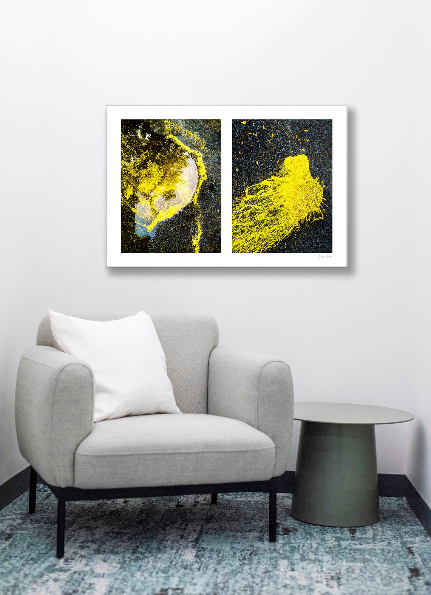 Abstraction of spills found on the ground (yellow in color)
