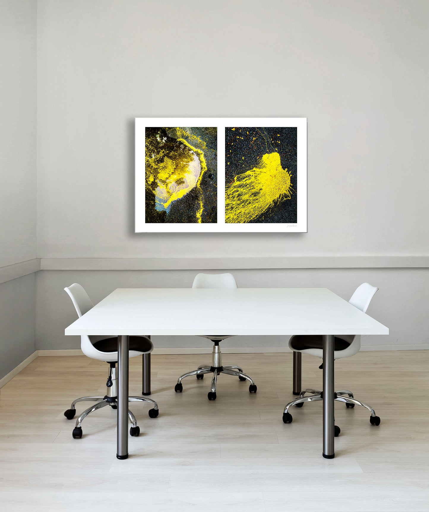 Abstraction of spills found on the ground (yellow in color)