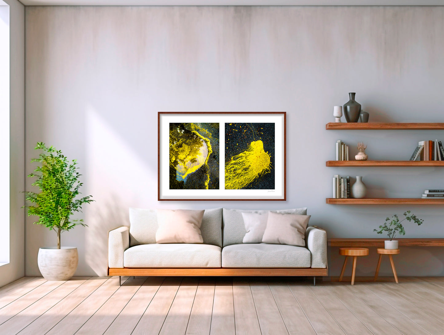Abstraction of spills found on the ground (yellow in color)
