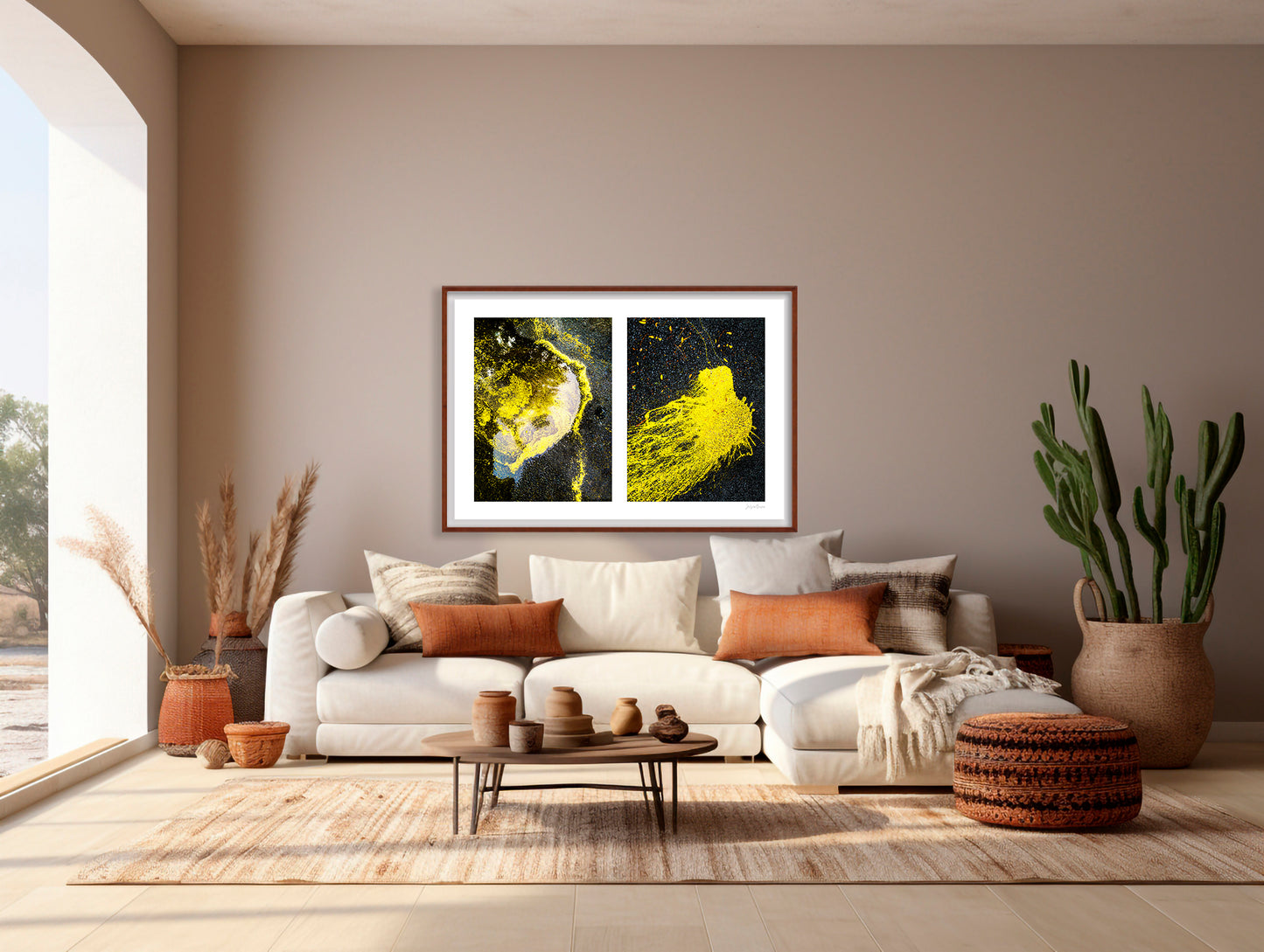 Abstraction of spills found on the ground (yellow in color)
