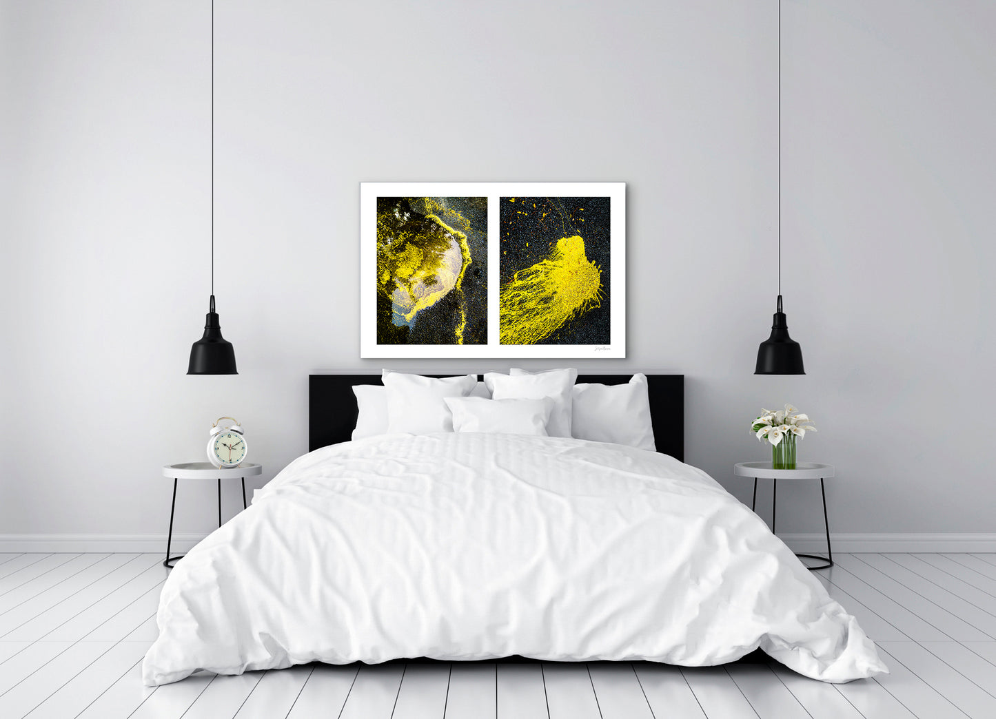 Abstraction of spills found on the ground (yellow in color)