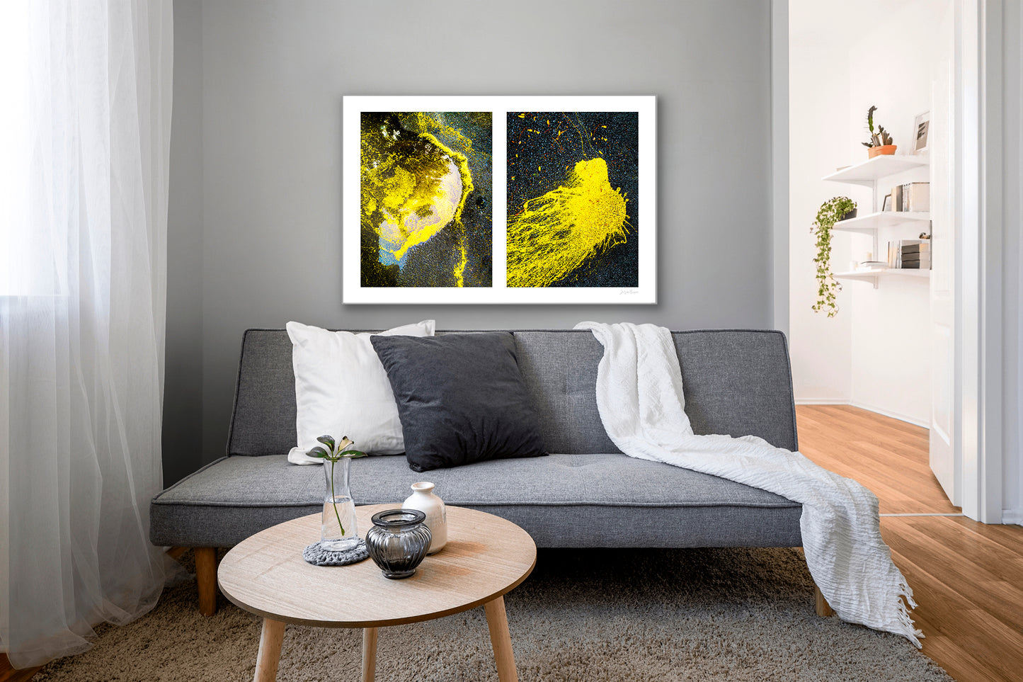 Abstraction of spills found on the ground (yellow in color)