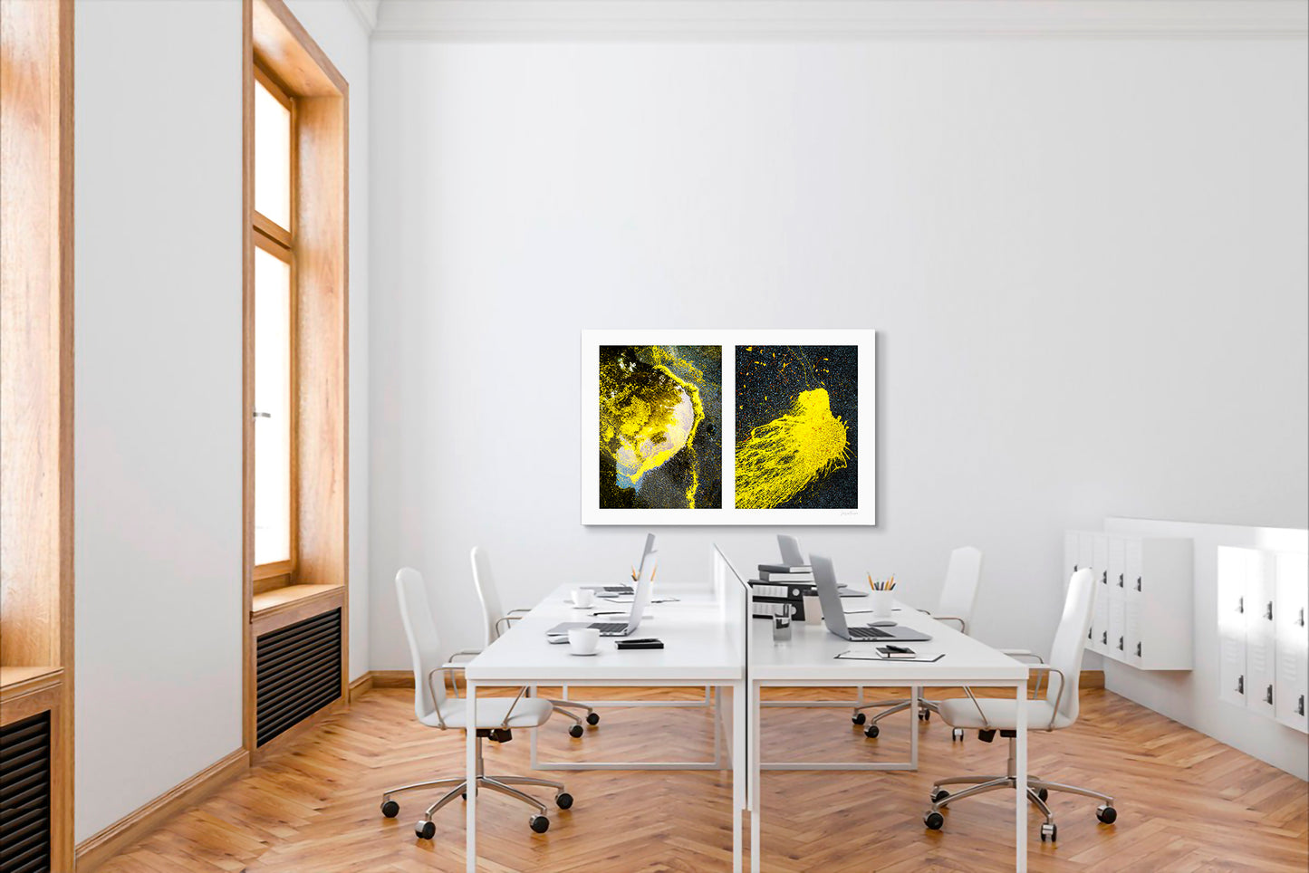Abstraction of spills found on the ground (yellow in color)