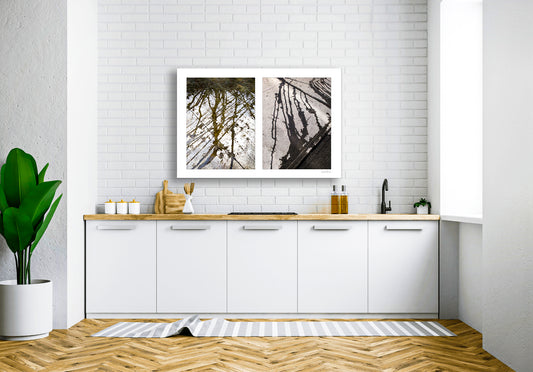 Abstraction of water drips found on the sidewalk