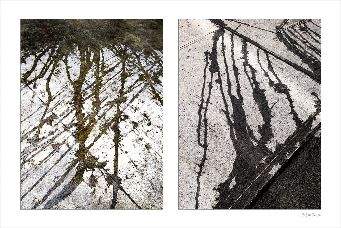 Abstraction of water drips found on the sidewalk