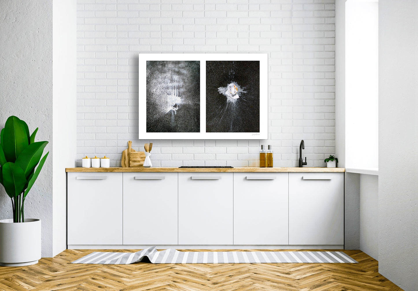 Abstraction of spills found on the ground (white splashes)