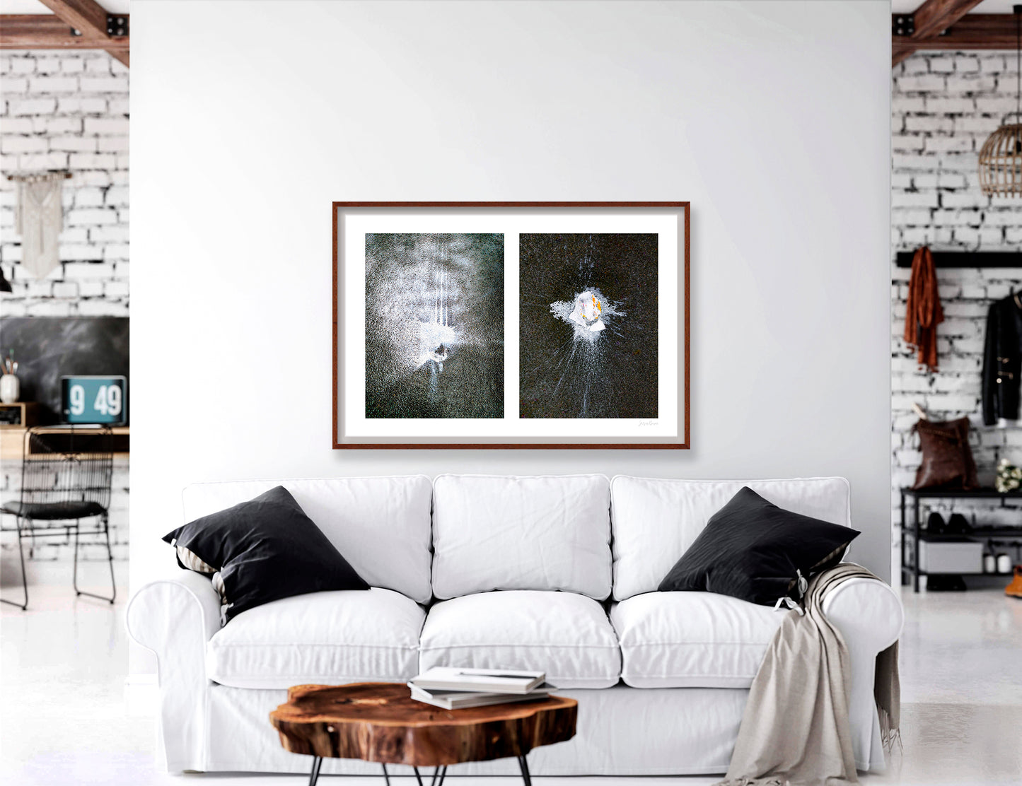 Abstraction of spills found on the ground (white splashes)