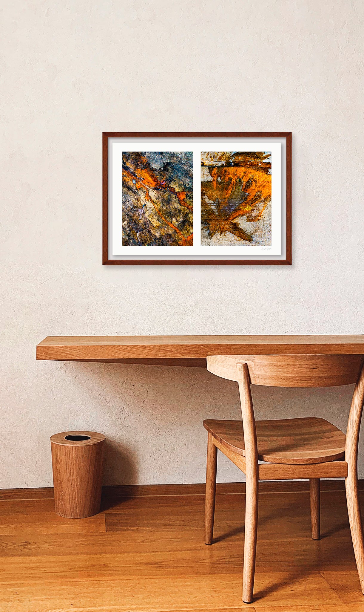 Abstraction of spills found on the ground (orange and white)