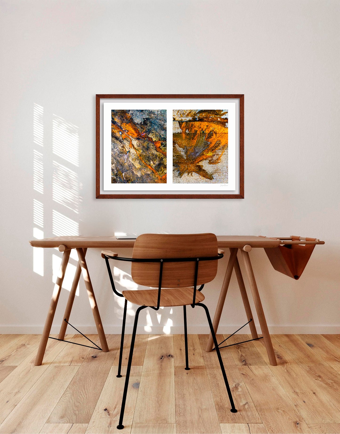 Abstraction of spills found on the ground (orange and white)
