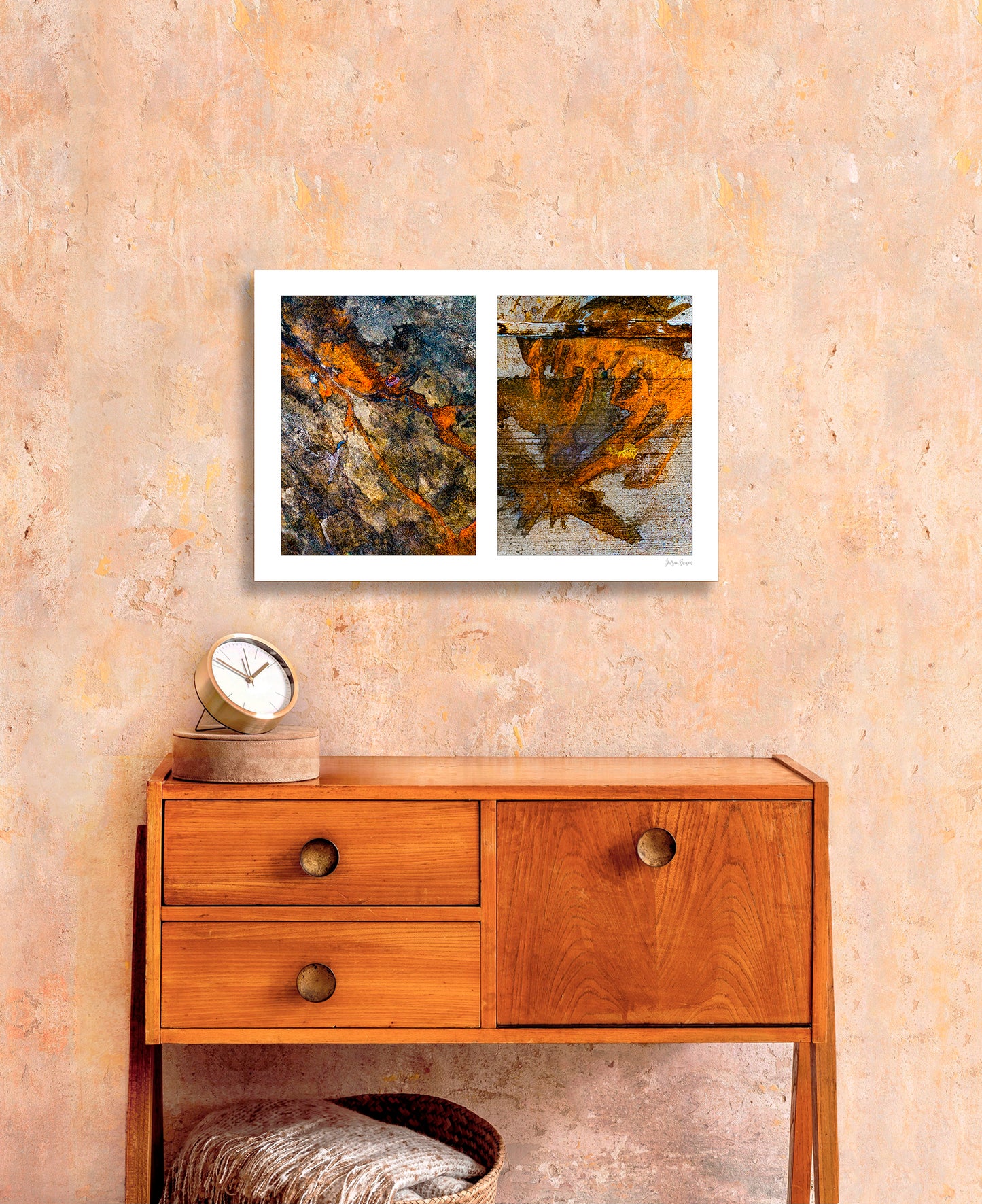 Abstraction of spills found on the ground (orange and white)