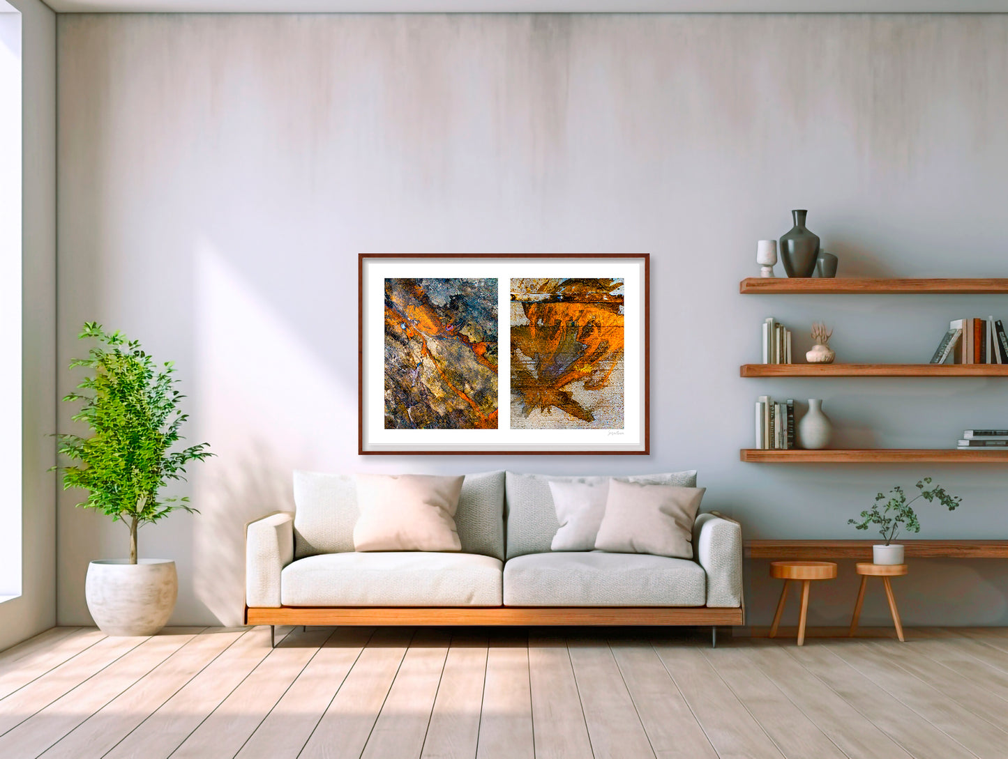 Abstraction of spills found on the ground (orange and white)