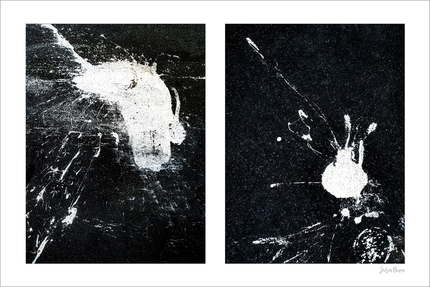 Abstraction of spills found on the ground (black and white)