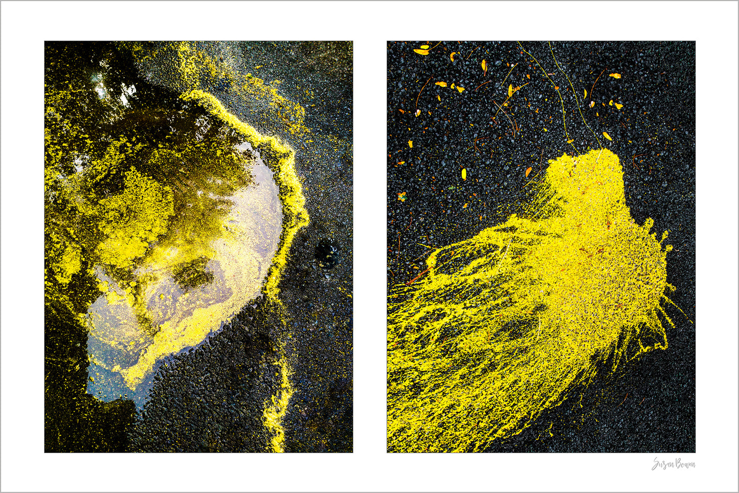 Abstraction of spills found on the ground (yellow in color)