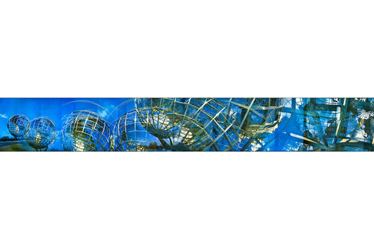 Overlapping multiple exposure shot on film of World's Fair Unisphere