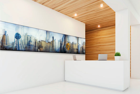 Overlapping multiple exposure shot on film of grain elevator