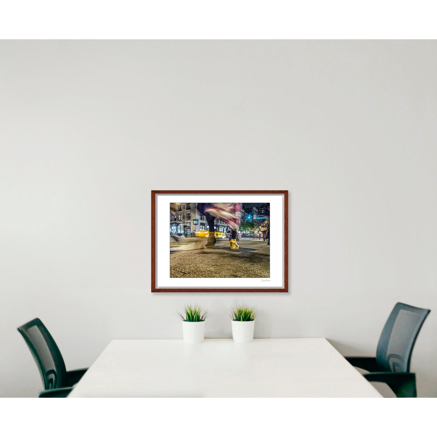 Photography of blurry swinging clothing and 2 mis-matched legs in New York City with low perspective