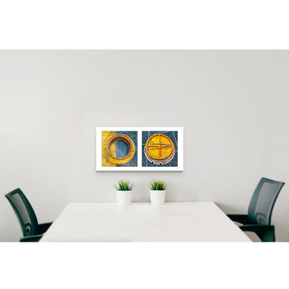 Round Pair #01: Manhole Covers, Orange and Blue