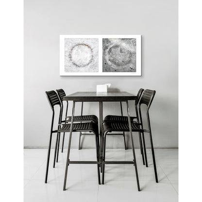 Diptych photograph of found objects round in shape with celestial look