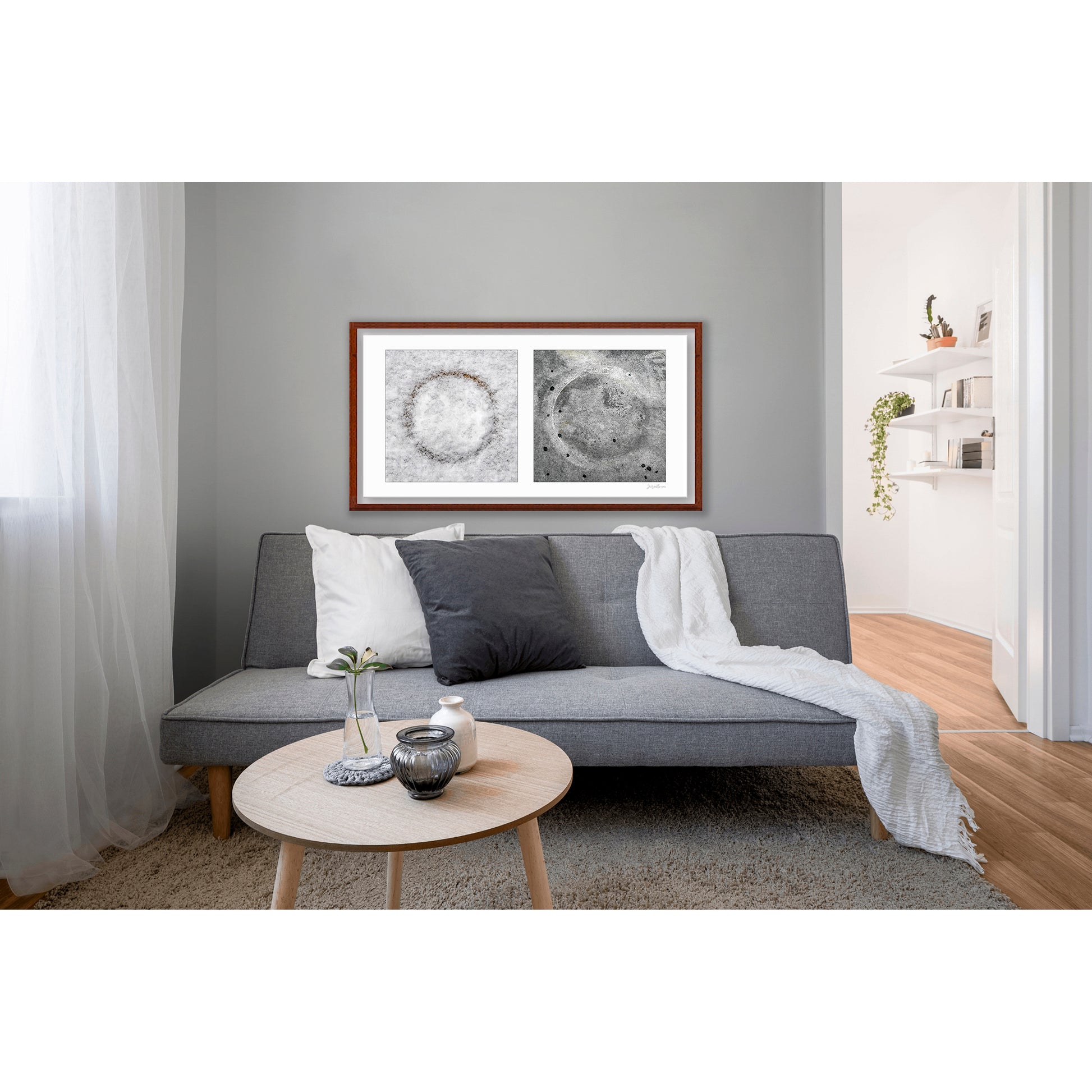 Diptych photograph of found objects round in shape with celestial look