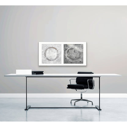 Diptych photograph of found objects round in shape with celestial look