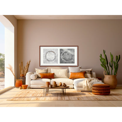Diptych photograph of found objects round in shape with celestial look