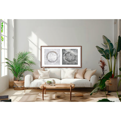 Diptych photograph of found objects round in shape with celestial look