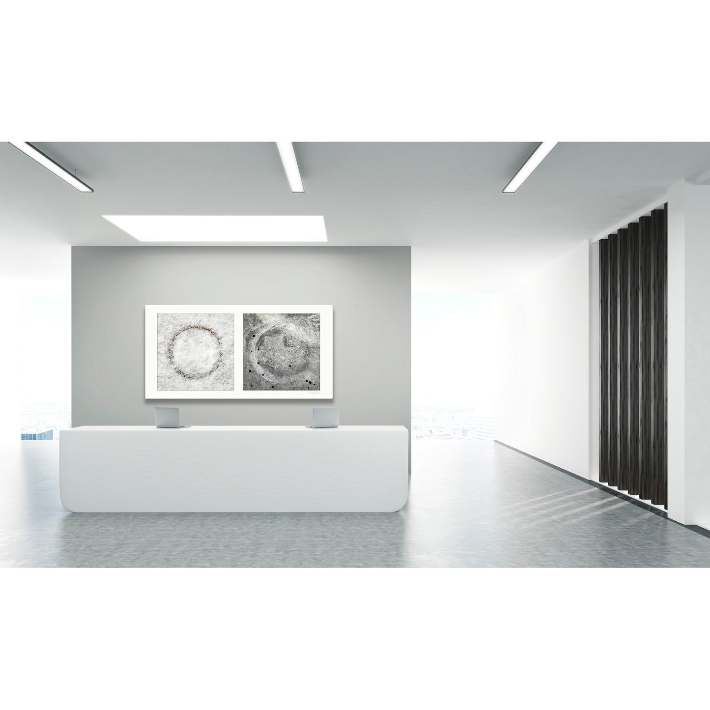Diptych photograph of found objects round in shape with celestial look