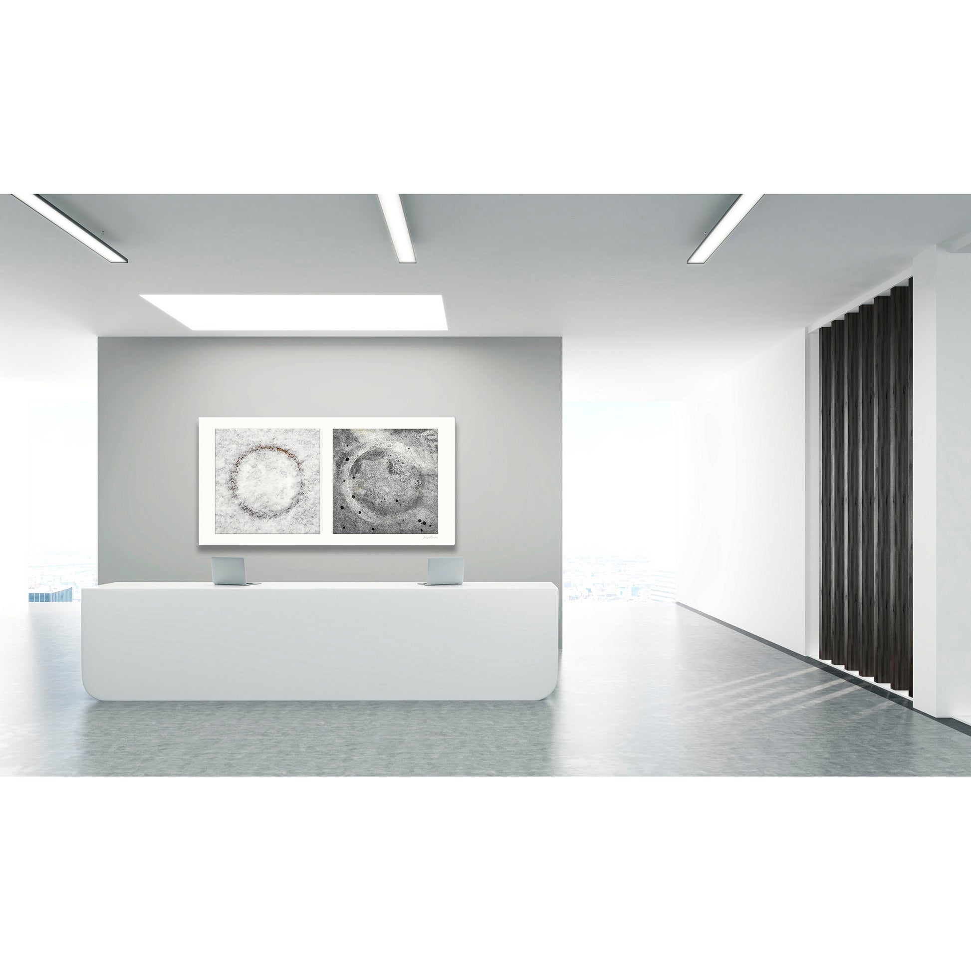 Diptych photograph of found objects round in shape with celestial look