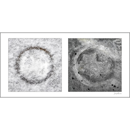 Diptych photograph of found objects round in shape with celestial look