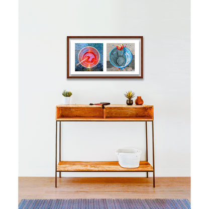 Round Pair #10: Red Glass and Blue Can