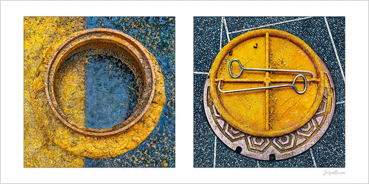 Round Pair #01 (Manhole Covers, Orange and Blue)