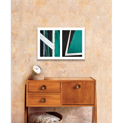 Abstract photograph diptych of green and white angles