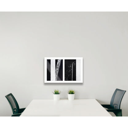 Abstract photograph diptych of white street line accidents