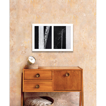 Abstract photograph diptych of white street line accidents