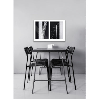 Abstract photograph diptych of white street line accidents