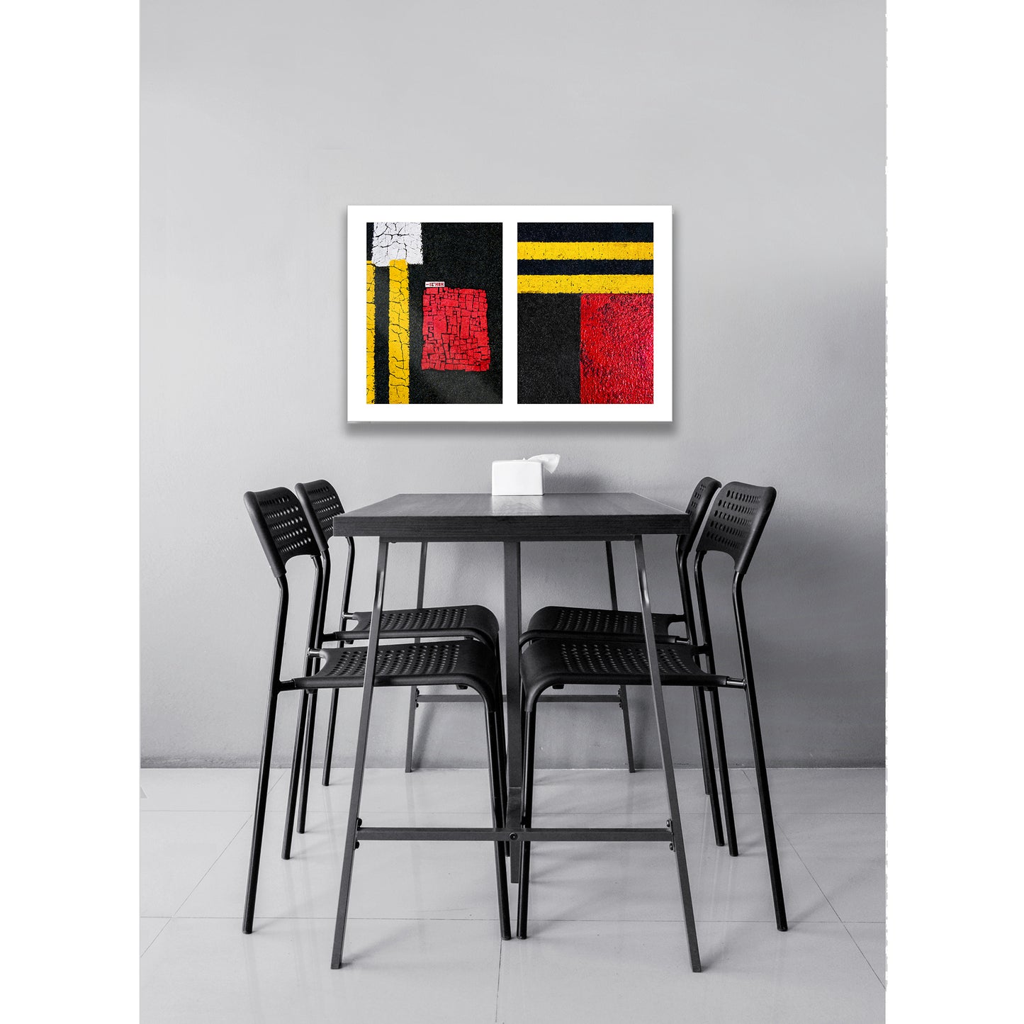 Street Lines #05: Red Squares and Yellow Lines
