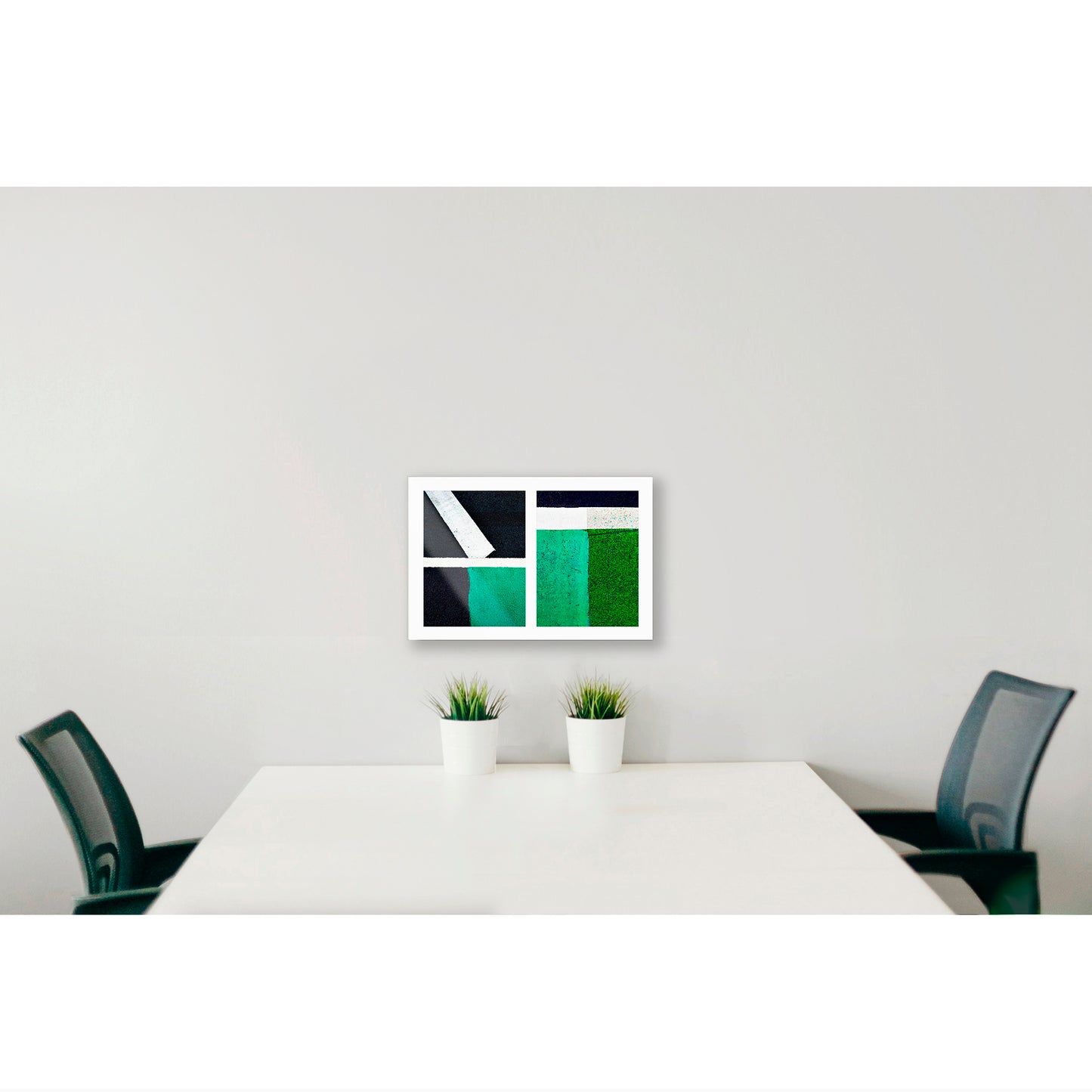 Street Lines #09: Green Squares, White Lines